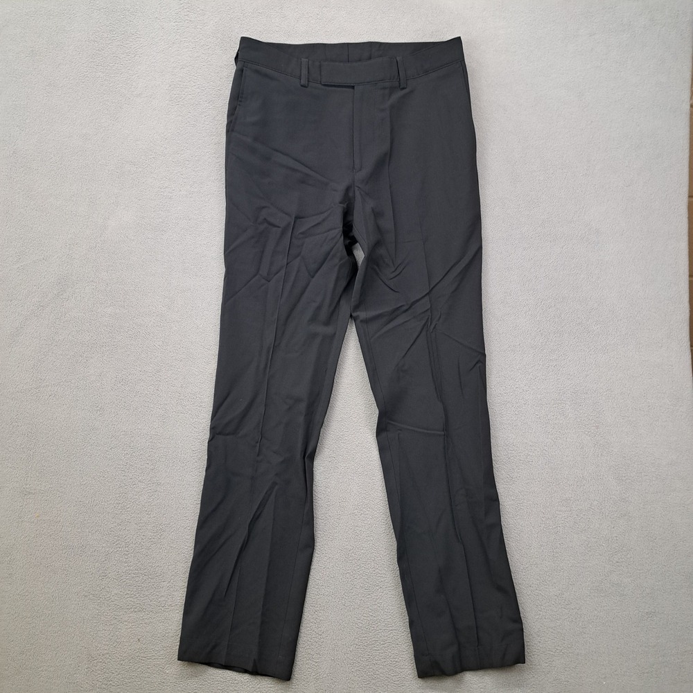 BOSS Hugo Boss Mens Black Dress Pants 32x33 Pleated Tailored Fit Flat Front